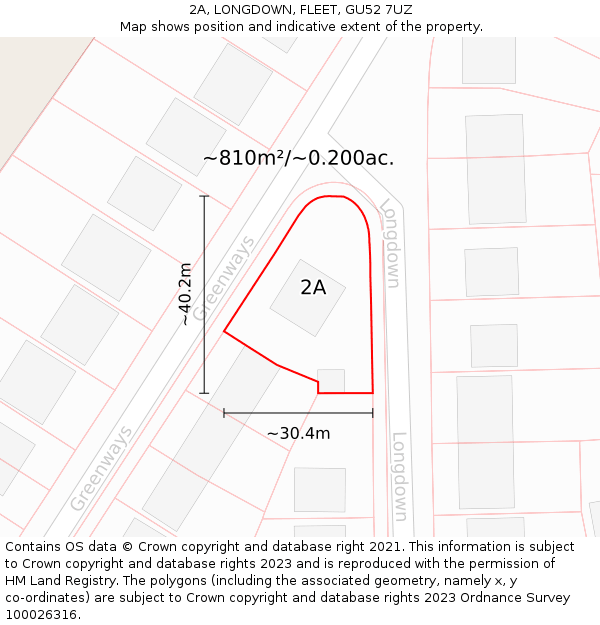 2A, LONGDOWN, FLEET, GU52 7UZ: Plot and title map