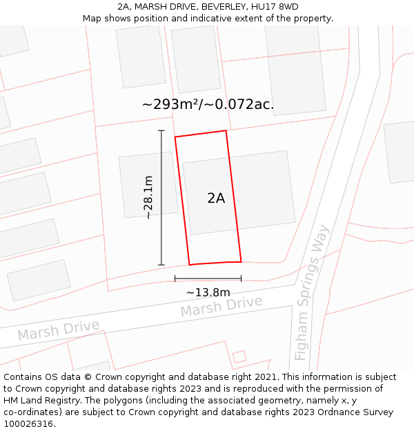 2A, MARSH DRIVE, BEVERLEY, HU17 8WD: Plot and title map