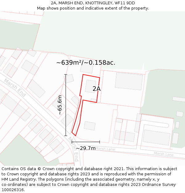 2A, MARSH END, KNOTTINGLEY, WF11 9DD: Plot and title map