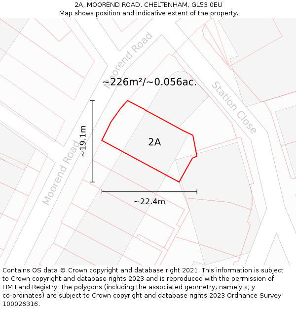 2A, MOOREND ROAD, CHELTENHAM, GL53 0EU: Plot and title map