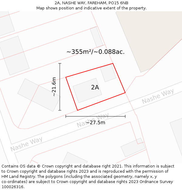 2A, NASHE WAY, FAREHAM, PO15 6NB: Plot and title map