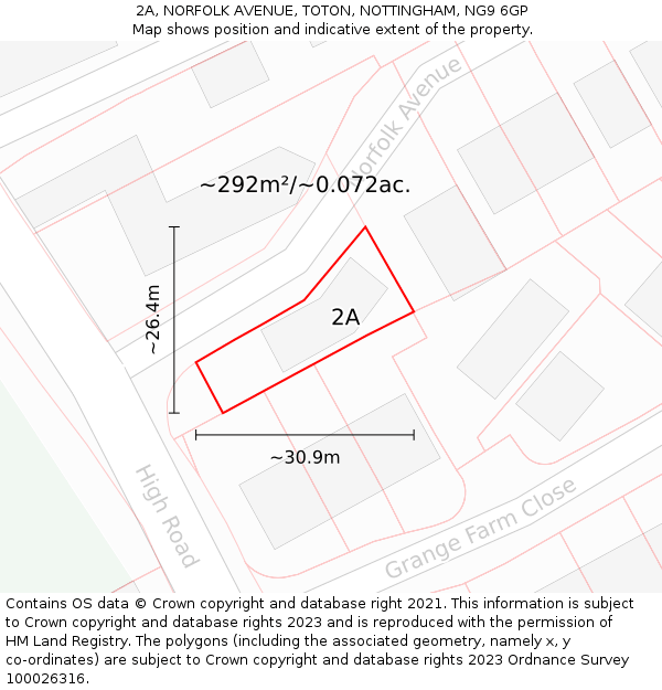 2A, NORFOLK AVENUE, TOTON, NOTTINGHAM, NG9 6GP: Plot and title map