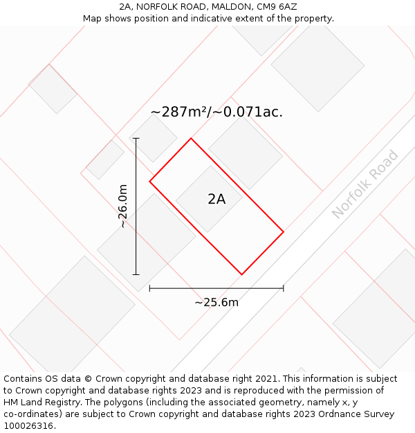 2A, NORFOLK ROAD, MALDON, CM9 6AZ: Plot and title map