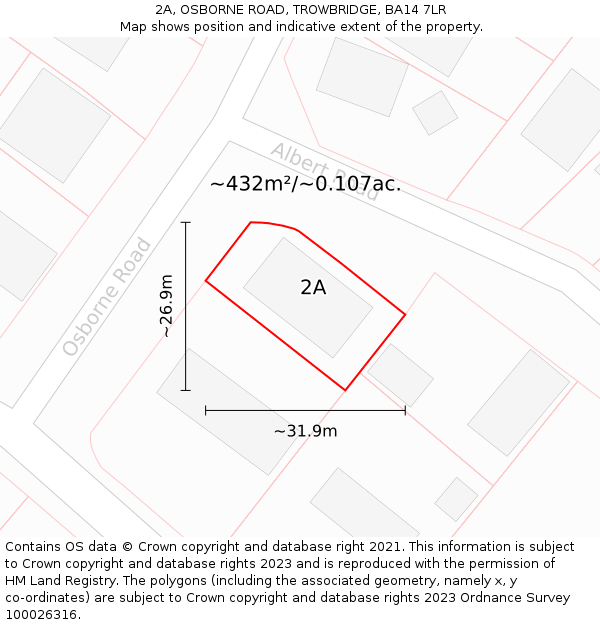 2A, OSBORNE ROAD, TROWBRIDGE, BA14 7LR: Plot and title map