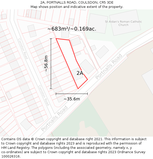 2A, PORTNALLS ROAD, COULSDON, CR5 3DE: Plot and title map