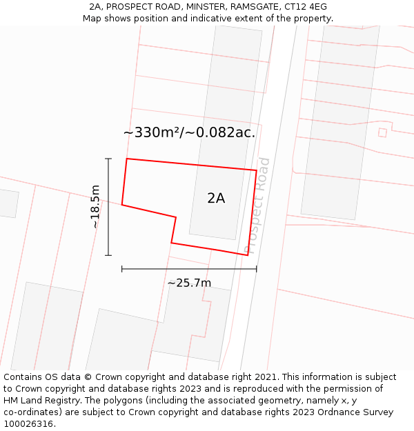 2A, PROSPECT ROAD, MINSTER, RAMSGATE, CT12 4EG: Plot and title map