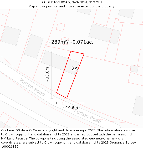 2A, PURTON ROAD, SWINDON, SN2 2LU: Plot and title map