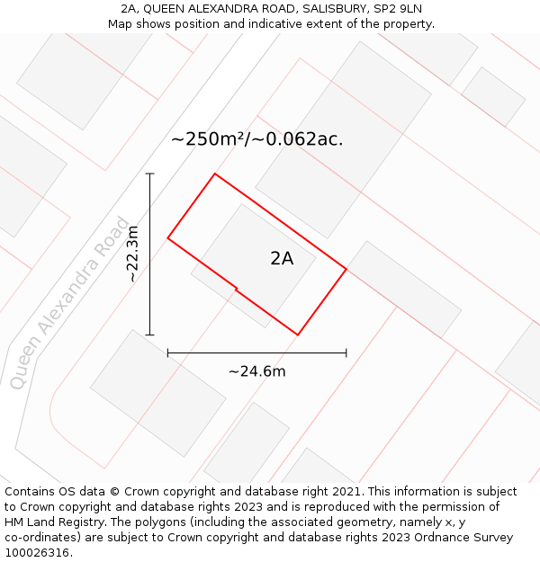 2A, QUEEN ALEXANDRA ROAD, SALISBURY, SP2 9LN: Plot and title map