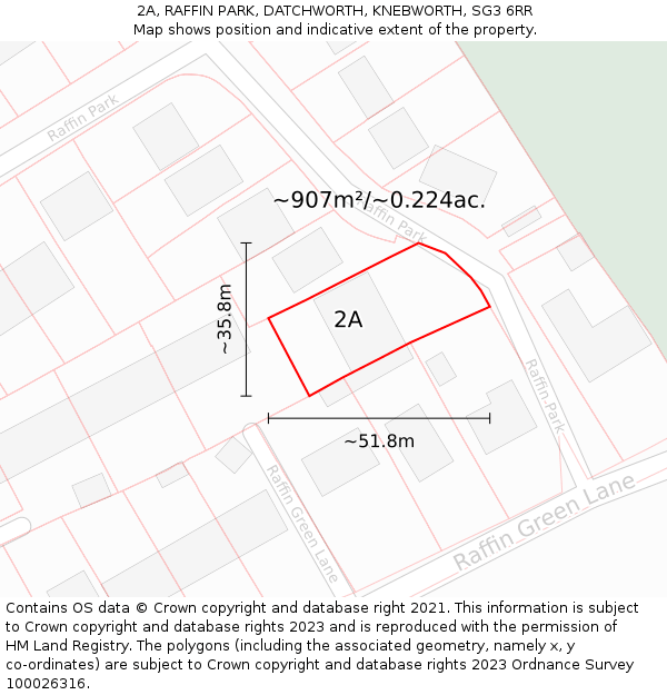 2A, RAFFIN PARK, DATCHWORTH, KNEBWORTH, SG3 6RR: Plot and title map