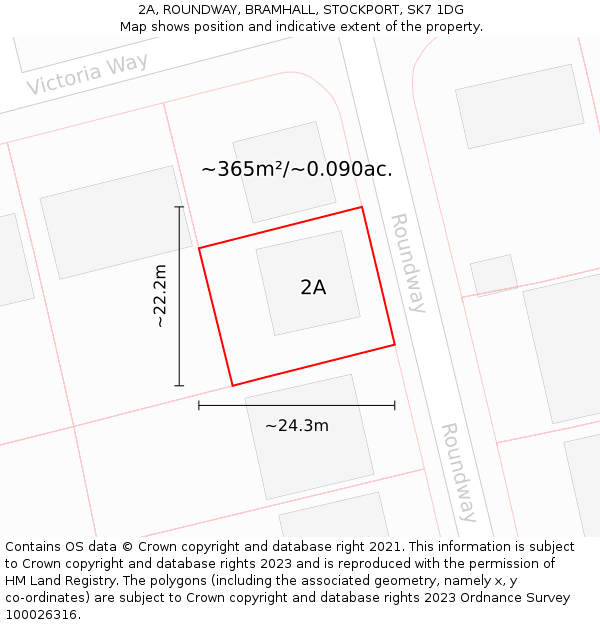 2A, ROUNDWAY, BRAMHALL, STOCKPORT, SK7 1DG: Plot and title map