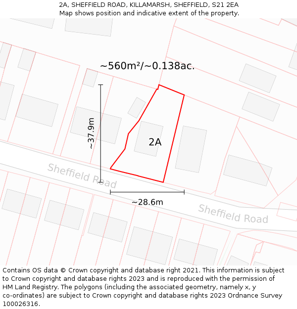 2A, SHEFFIELD ROAD, KILLAMARSH, SHEFFIELD, S21 2EA: Plot and title map