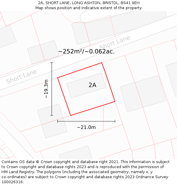 2A, SHORT LANE, LONG ASHTON, BRISTOL, BS41 9EH: Plot and title map