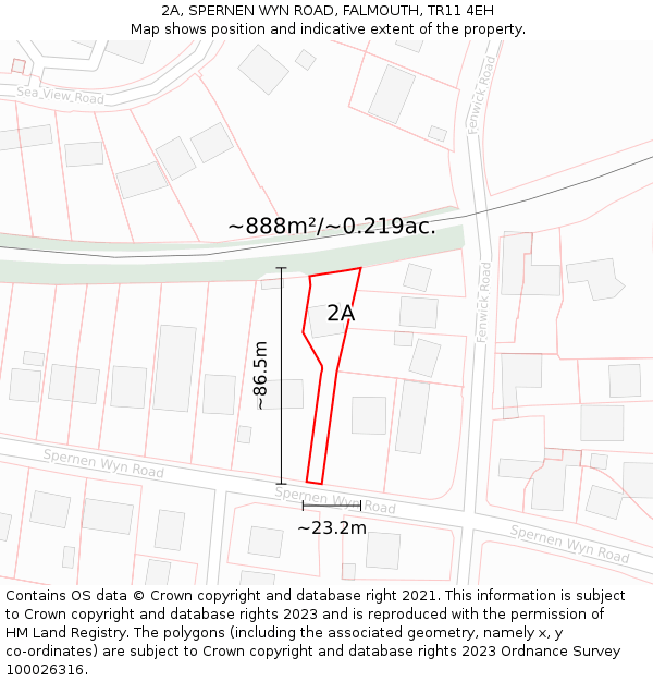 2A, SPERNEN WYN ROAD, FALMOUTH, TR11 4EH: Plot and title map