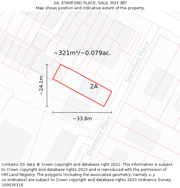 2A, STAMFORD PLACE, SALE, M33 3BT: Plot and title map