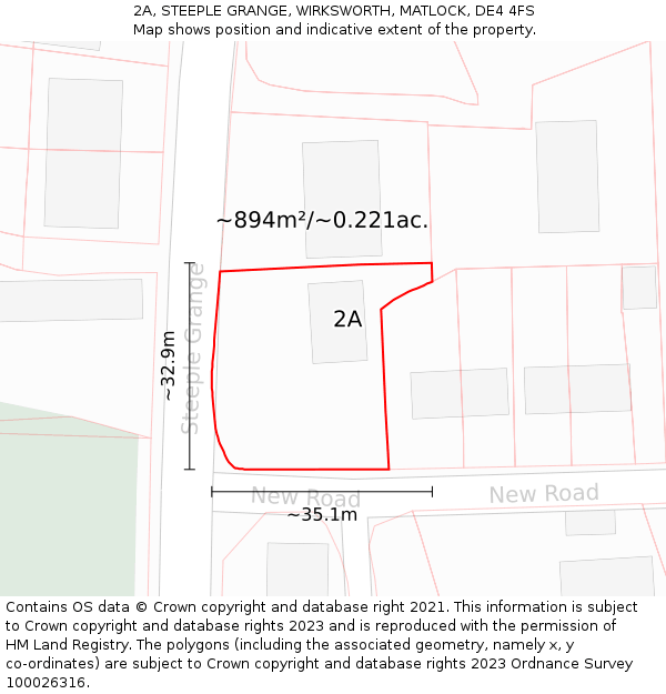 2A, STEEPLE GRANGE, WIRKSWORTH, MATLOCK, DE4 4FS: Plot and title map