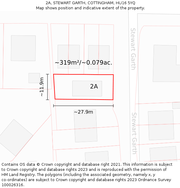 2A, STEWART GARTH, COTTINGHAM, HU16 5YQ: Plot and title map