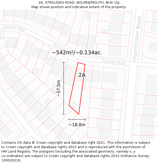 2A, STROUDEN ROAD, BOURNEMOUTH, BH9 1QJ: Plot and title map