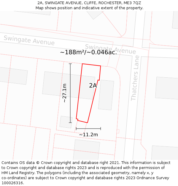 2A, SWINGATE AVENUE, CLIFFE, ROCHESTER, ME3 7QZ: Plot and title map