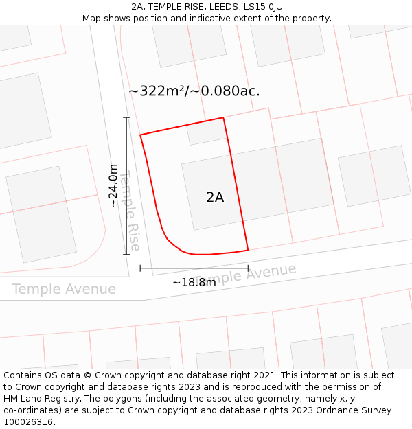 2A, TEMPLE RISE, LEEDS, LS15 0JU: Plot and title map