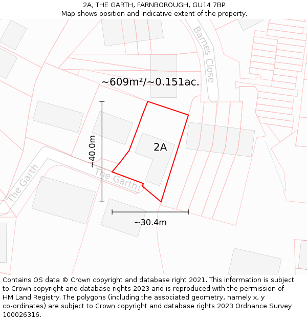 2A, THE GARTH, FARNBOROUGH, GU14 7BP: Plot and title map