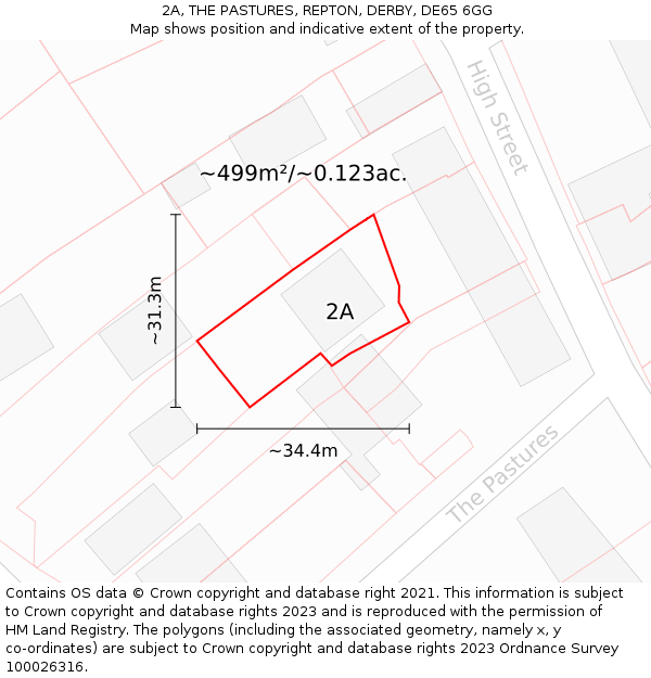 2A, THE PASTURES, REPTON, DERBY, DE65 6GG: Plot and title map