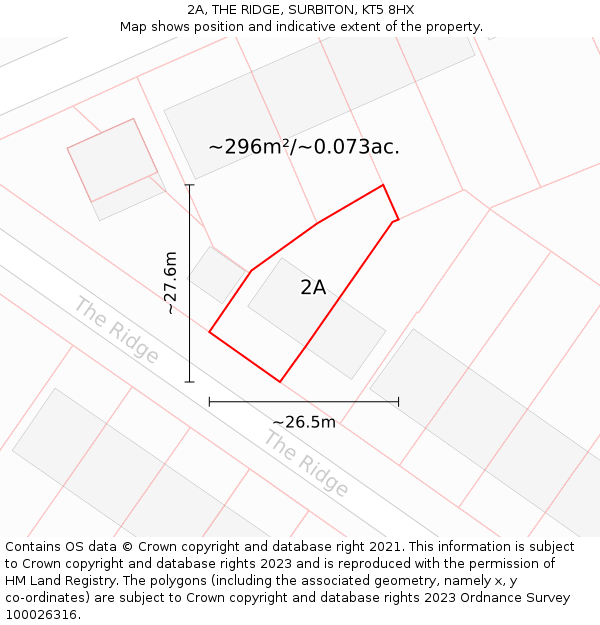 2A, THE RIDGE, SURBITON, KT5 8HX: Plot and title map