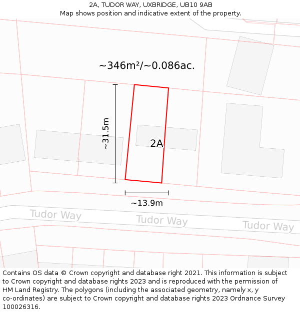 2A, TUDOR WAY, UXBRIDGE, UB10 9AB: Plot and title map