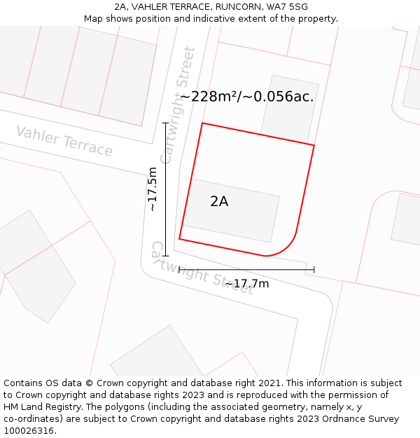 2A, VAHLER TERRACE, RUNCORN, WA7 5SG: Plot and title map