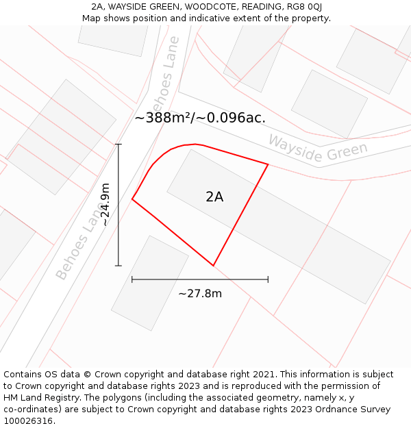 2A, WAYSIDE GREEN, WOODCOTE, READING, RG8 0QJ: Plot and title map