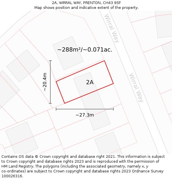 2A, WIRRAL WAY, PRENTON, CH43 9SF: Plot and title map