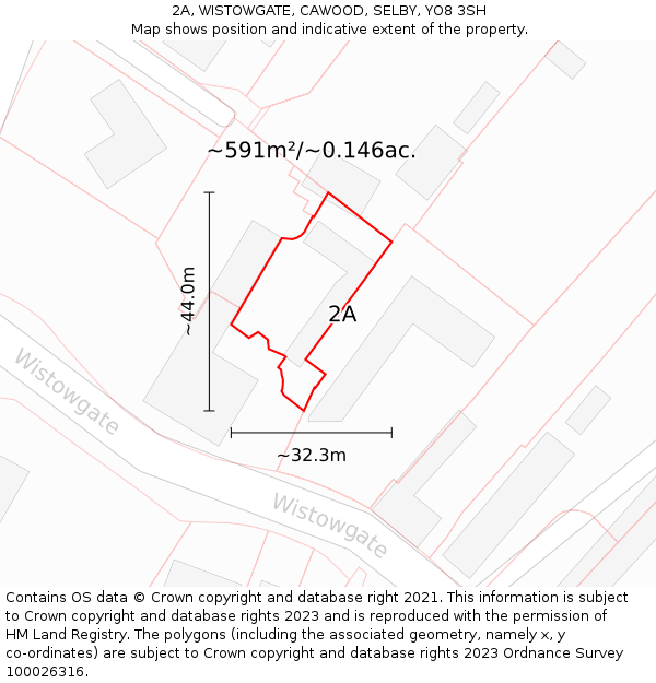 2A, WISTOWGATE, CAWOOD, SELBY, YO8 3SH: Plot and title map