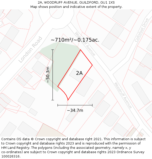 2A, WOODRUFF AVENUE, GUILDFORD, GU1 1XS: Plot and title map