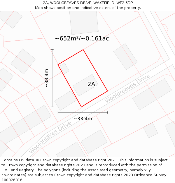 2A, WOOLGREAVES DRIVE, WAKEFIELD, WF2 6DP: Plot and title map