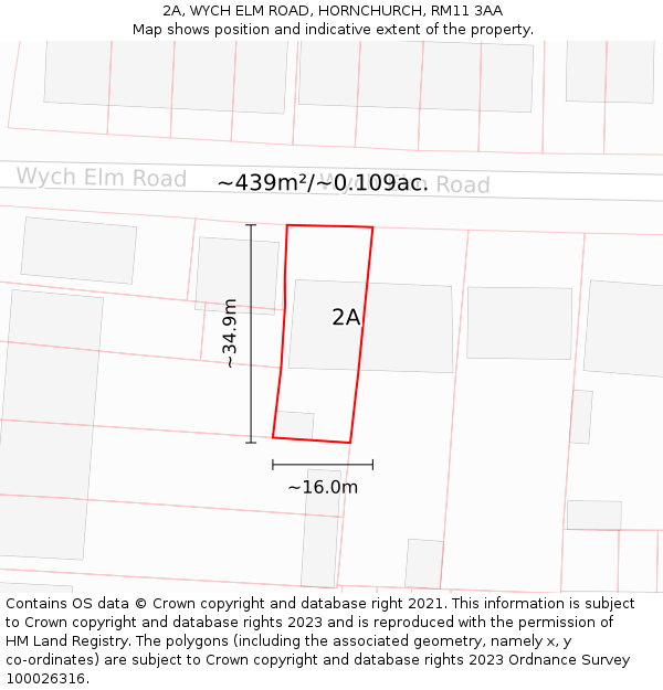 2A, WYCH ELM ROAD, HORNCHURCH, RM11 3AA: Plot and title map