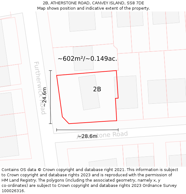 2B, ATHERSTONE ROAD, CANVEY ISLAND, SS8 7DE: Plot and title map