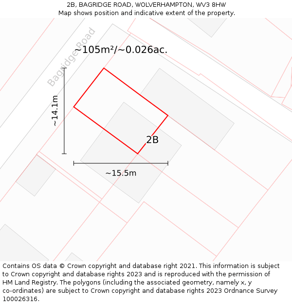 2B, BAGRIDGE ROAD, WOLVERHAMPTON, WV3 8HW: Plot and title map