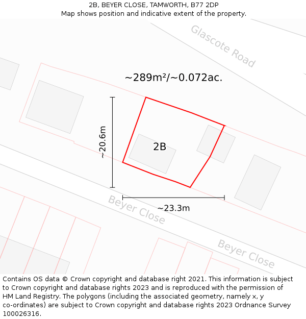 2B, BEYER CLOSE, TAMWORTH, B77 2DP: Plot and title map