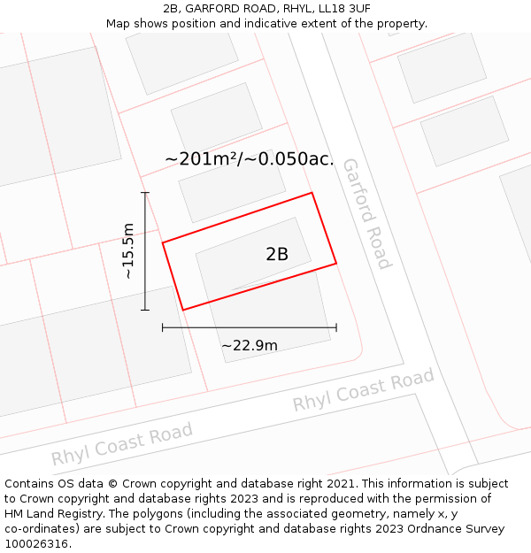 2B, GARFORD ROAD, RHYL, LL18 3UF: Plot and title map