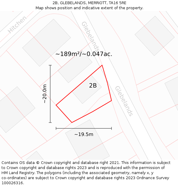 2B, GLEBELANDS, MERRIOTT, TA16 5RE: Plot and title map