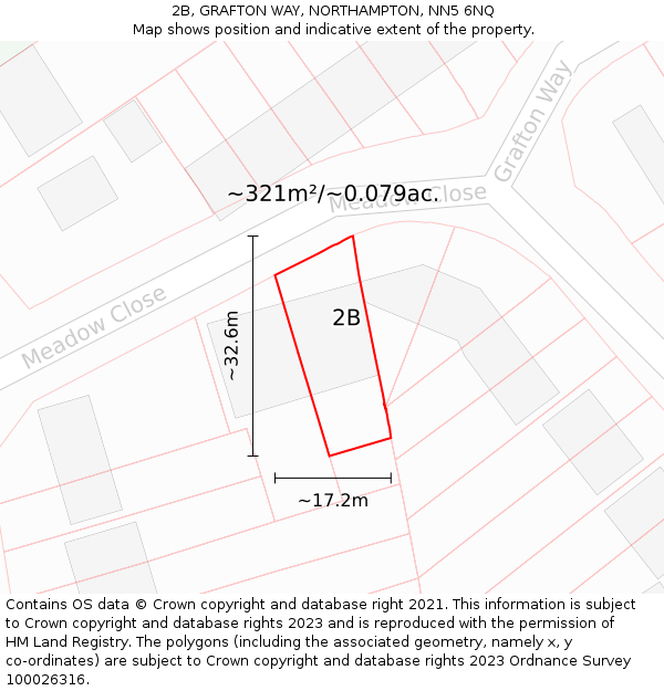 2B, GRAFTON WAY, NORTHAMPTON, NN5 6NQ: Plot and title map