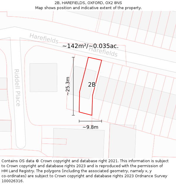 2B, HAREFIELDS, OXFORD, OX2 8NS: Plot and title map