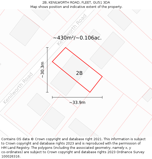 2B, KENILWORTH ROAD, FLEET, GU51 3DA: Plot and title map