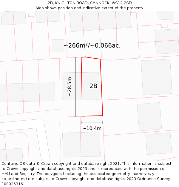 2B, KNIGHTON ROAD, CANNOCK, WS12 2SD: Plot and title map