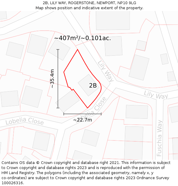 2B, LILY WAY, ROGERSTONE, NEWPORT, NP10 9LG: Plot and title map