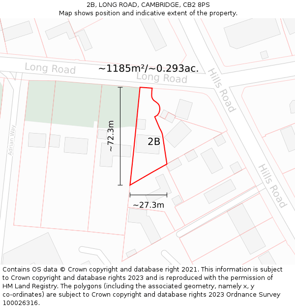 2B, LONG ROAD, CAMBRIDGE, CB2 8PS: Plot and title map