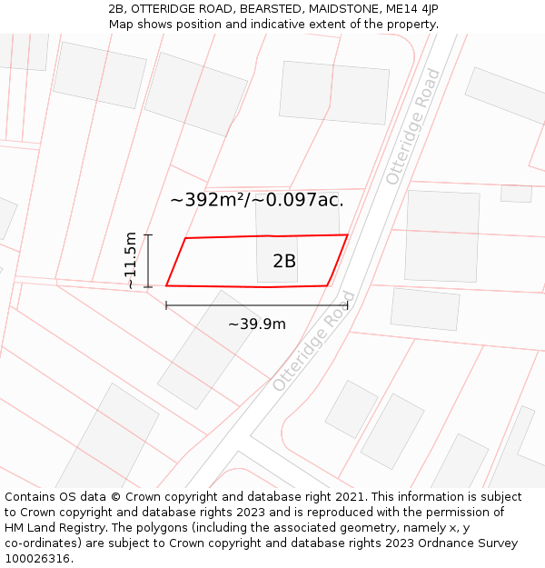 2B, OTTERIDGE ROAD, BEARSTED, MAIDSTONE, ME14 4JP: Plot and title map