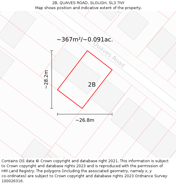 2B, QUAVES ROAD, SLOUGH, SL3 7NY: Plot and title map