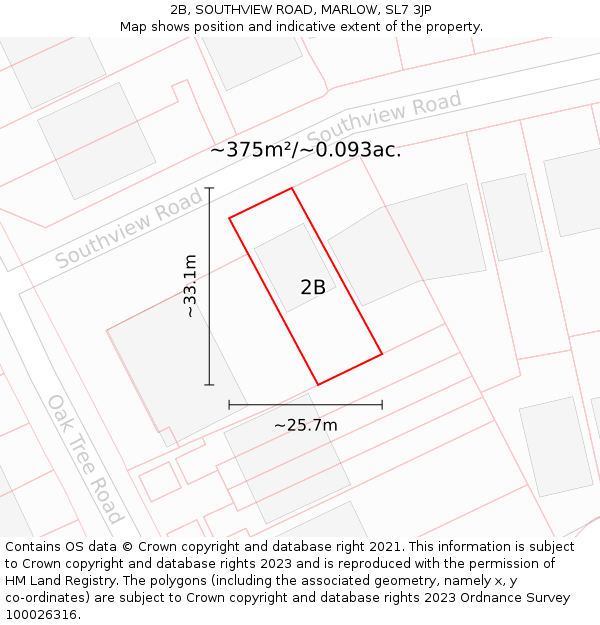 2B, SOUTHVIEW ROAD, MARLOW, SL7 3JP: Plot and title map