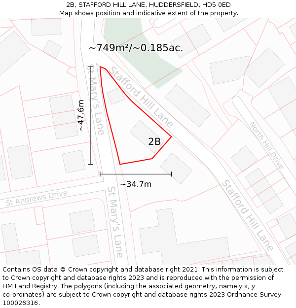 2B, STAFFORD HILL LANE, HUDDERSFIELD, HD5 0ED: Plot and title map