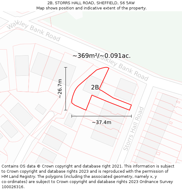 2B, STORRS HALL ROAD, SHEFFIELD, S6 5AW: Plot and title map